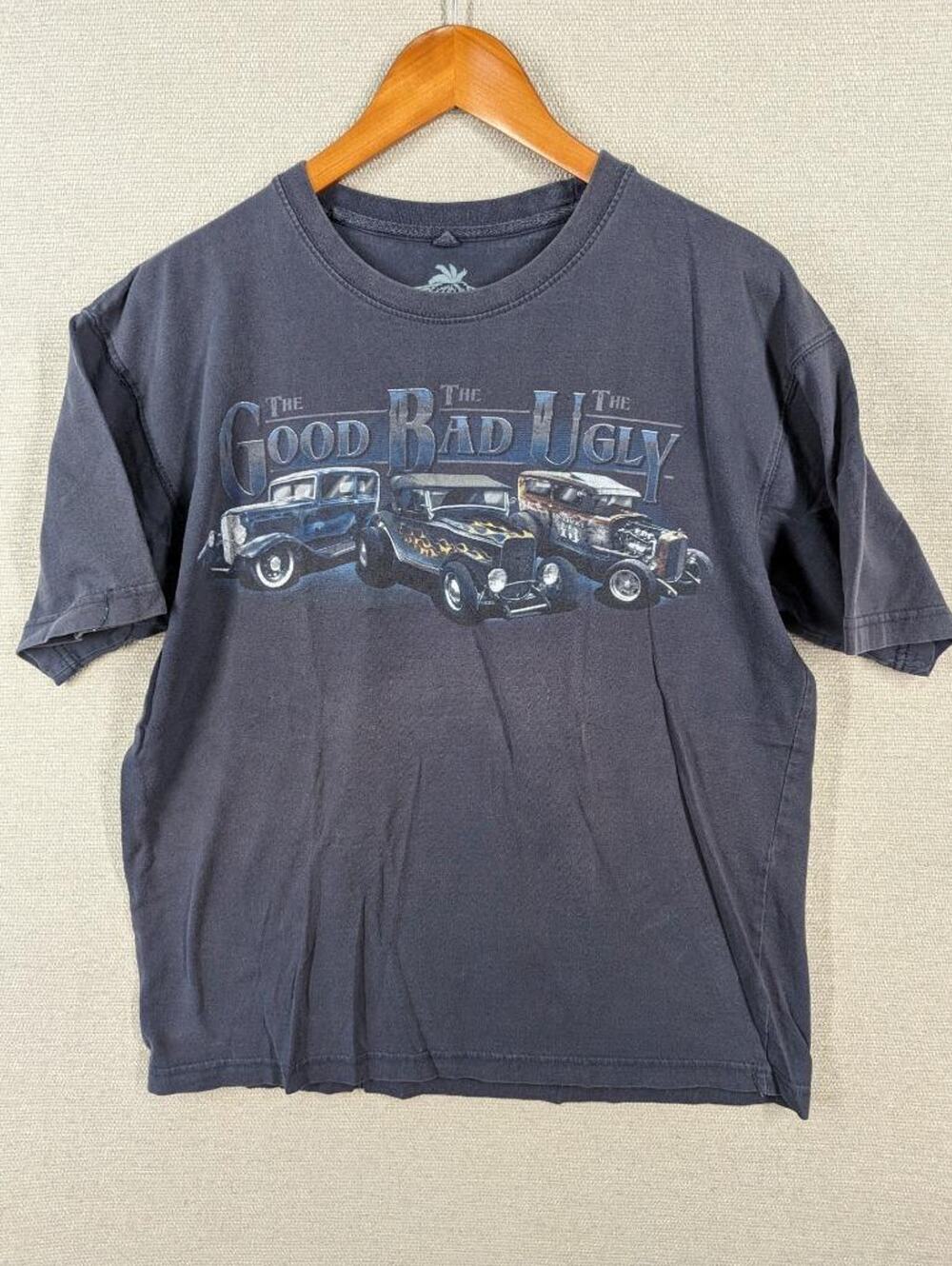 Newport Blue TShirt Size Medium Vintage Cars The Good Bad Ugly -0124C70